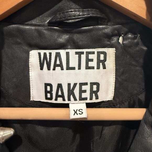 Walter Baker Women’s Leather Jacket XS Black Lambskin Motorcycle Studs Grunge - Picture 2 of 16